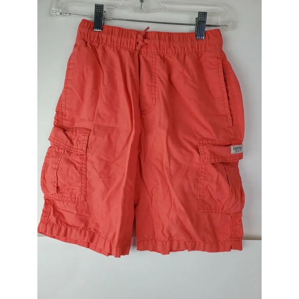 Osh Kosh BGosh‎ Cotton Cargo Shorts Size 10 Boys Elastic Waist Coral